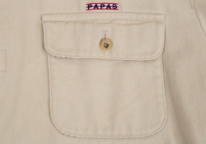 Papas Lined Check Cotton Stand Collar Jacket Beige Size 50L