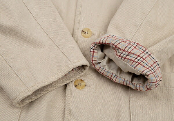 Papas Lined Check Cotton Stand Collar Jacket Beige Size 50L