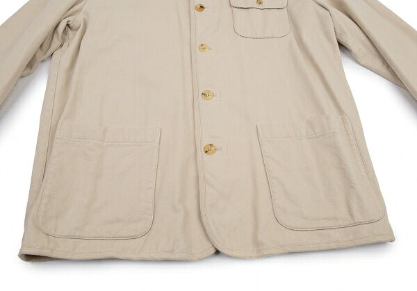 Papas Lined Check Cotton Stand Collar Jacket Beige Size 50L