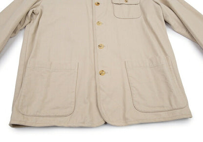 Papas Lined Check Cotton Stand Collar Jacket Beige Size 50L