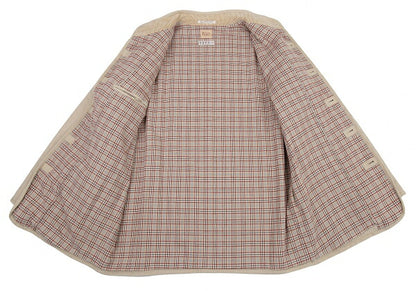 Papas Lined Check Cotton Stand Collar Jacket Beige Size 50L
