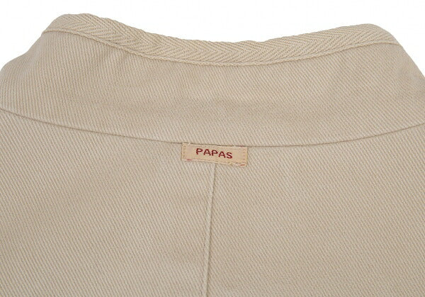 Papas Lined Check Cotton Stand Collar Jacket Beige Size 50L