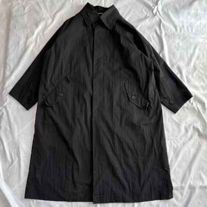 WINDCOAT 90s-00s Black Cotton/Nylon Overcoat Size L
