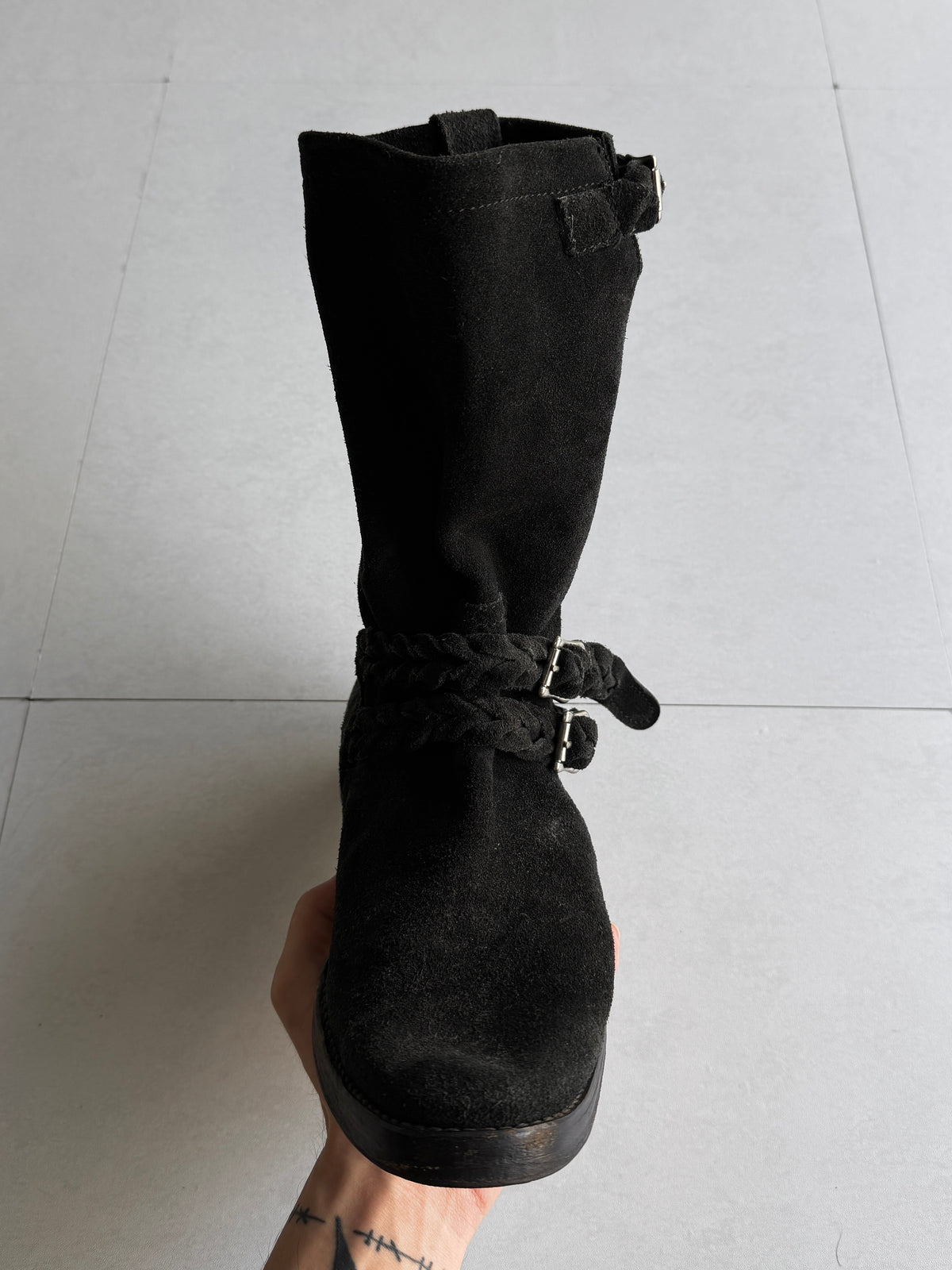 DISCOVERED Suede Engineer Long Boots Size S