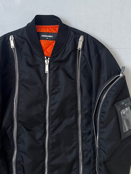 Dsquared2 Black Nylon Gimmick Zip Jacket Size 50