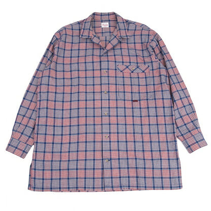 Papas Cotton Open Collar Check Long Sleeve Blue Red Shirt Size M