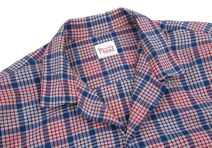 Papas Cotton Open Collar Check Long Sleeve Blue Red Shirt Size M