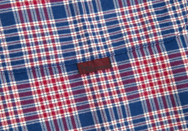 Papas Cotton Open Collar Check Long Sleeve Blue Red Shirt Size M