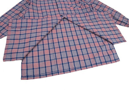Papas Cotton Open Collar Check Long Sleeve Blue Red Shirt Size M