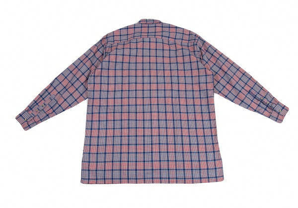 Papas Cotton Open Collar Check Long Sleeve Blue Red Shirt Size M