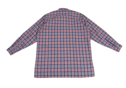 Papas Cotton Open Collar Check Long Sleeve Blue Red Shirt Size M