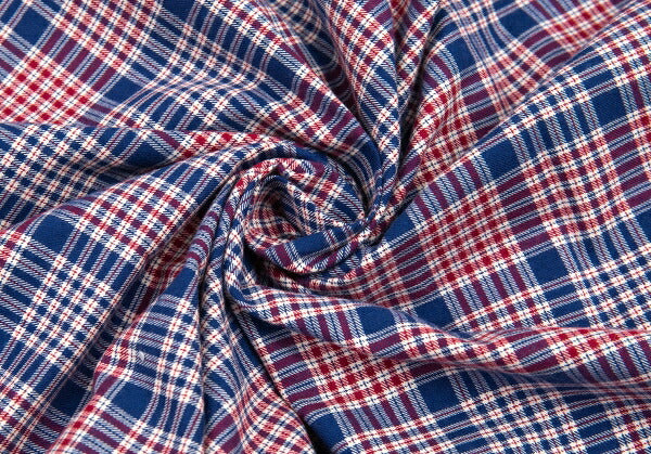 Papas Cotton Open Collar Check Long Sleeve Blue Red Shirt Size M