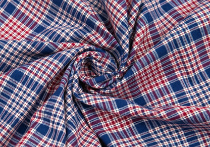 Papas Cotton Open Collar Check Long Sleeve Blue Red Shirt Size M