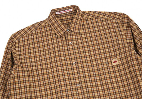 Papas Brown Cotton Overcheck Long Sleeve Shirt Size M