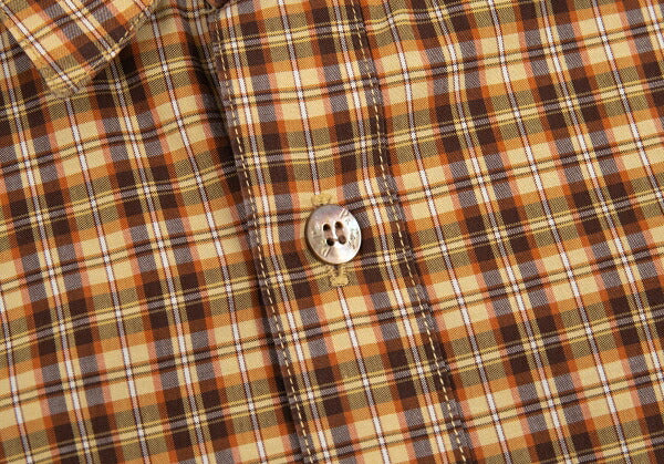 Papas Brown Cotton Overcheck Long Sleeve Shirt Size M