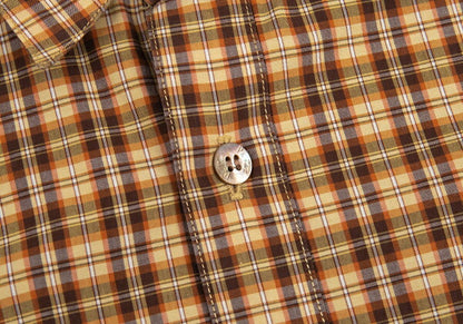 Papas Brown Cotton Overcheck Long Sleeve Shirt Size M