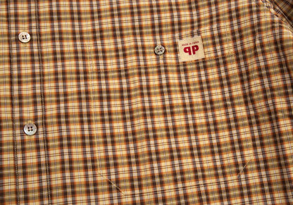 Papas Brown Cotton Overcheck Long Sleeve Shirt Size M