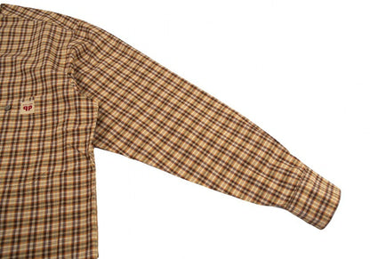 Papas Brown Cotton Overcheck Long Sleeve Shirt Size M