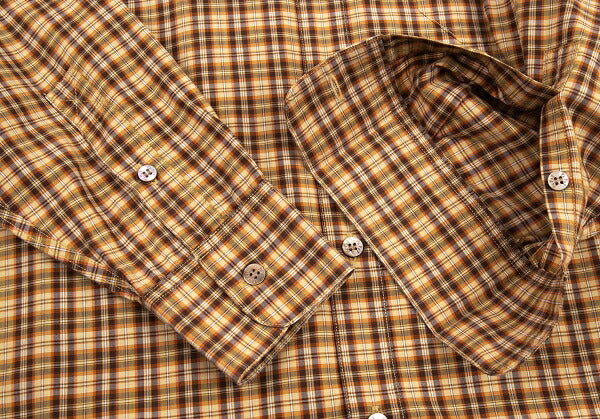 Papas Brown Cotton Overcheck Long Sleeve Shirt Size M