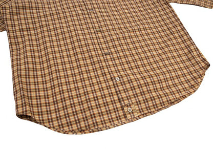 Papas Brown Cotton Overcheck Long Sleeve Shirt Size M