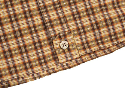 Papas Brown Cotton Overcheck Long Sleeve Shirt Size M