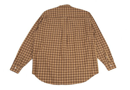 Papas Brown Cotton Overcheck Long Sleeve Shirt Size M