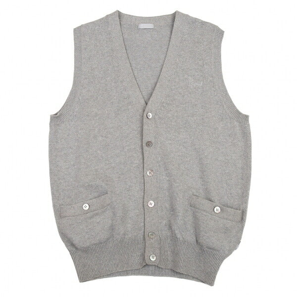 Papas Gray Logo Embroidered Cotton Knit Vest Size M