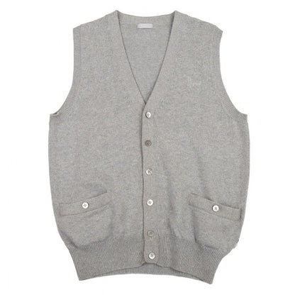 Papas Gray Logo Embroidered Cotton Knit Vest Size M