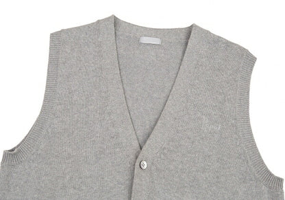 Papas Gray Logo Embroidered Cotton Knit Vest Size M