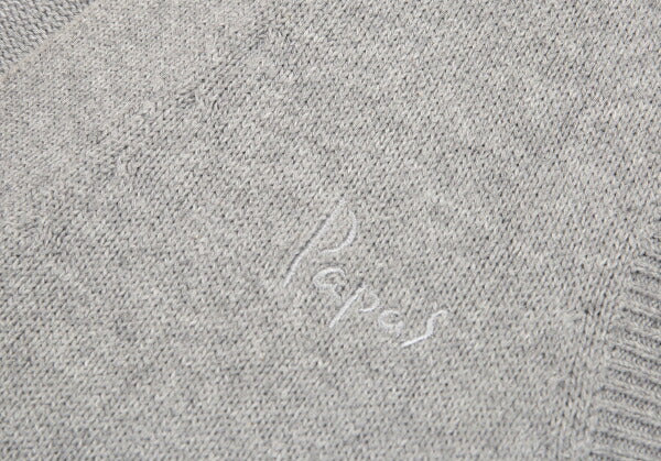 Papas Gray Logo Embroidered Cotton Knit Vest Size M