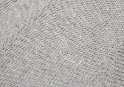 Papas Gray Logo Embroidered Cotton Knit Vest Size M