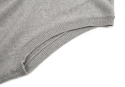 Papas Gray Logo Embroidered Cotton Knit Vest Size M