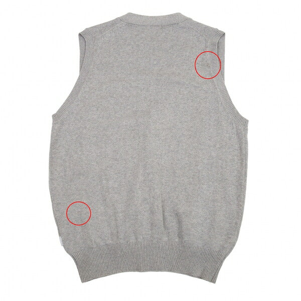 Papas Gray Logo Embroidered Cotton Knit Vest Size M