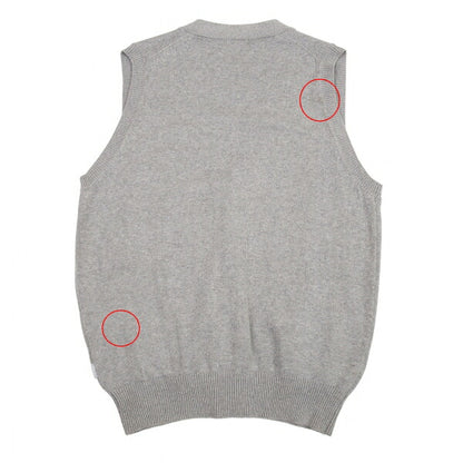Papas Gray Logo Embroidered Cotton Knit Vest Size M