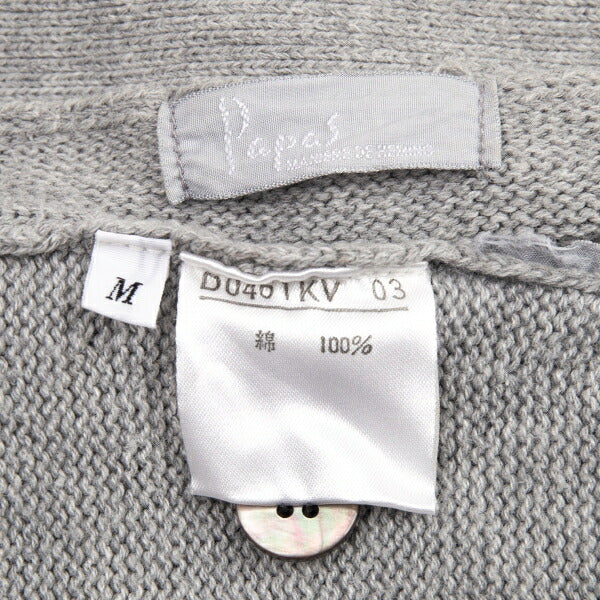Papas Gray Logo Embroidered Cotton Knit Vest Size M