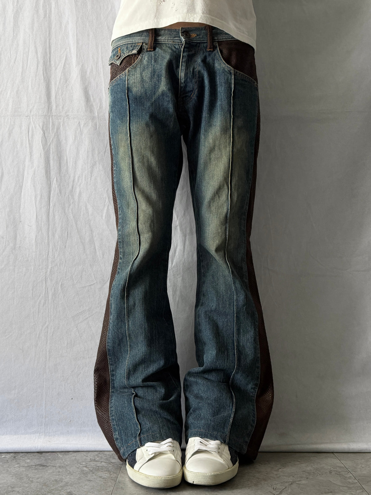 MORGAN Western Python Flared Denim Size M