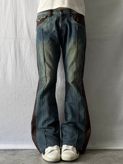 MORGAN Western Python Flared Denim Size M
