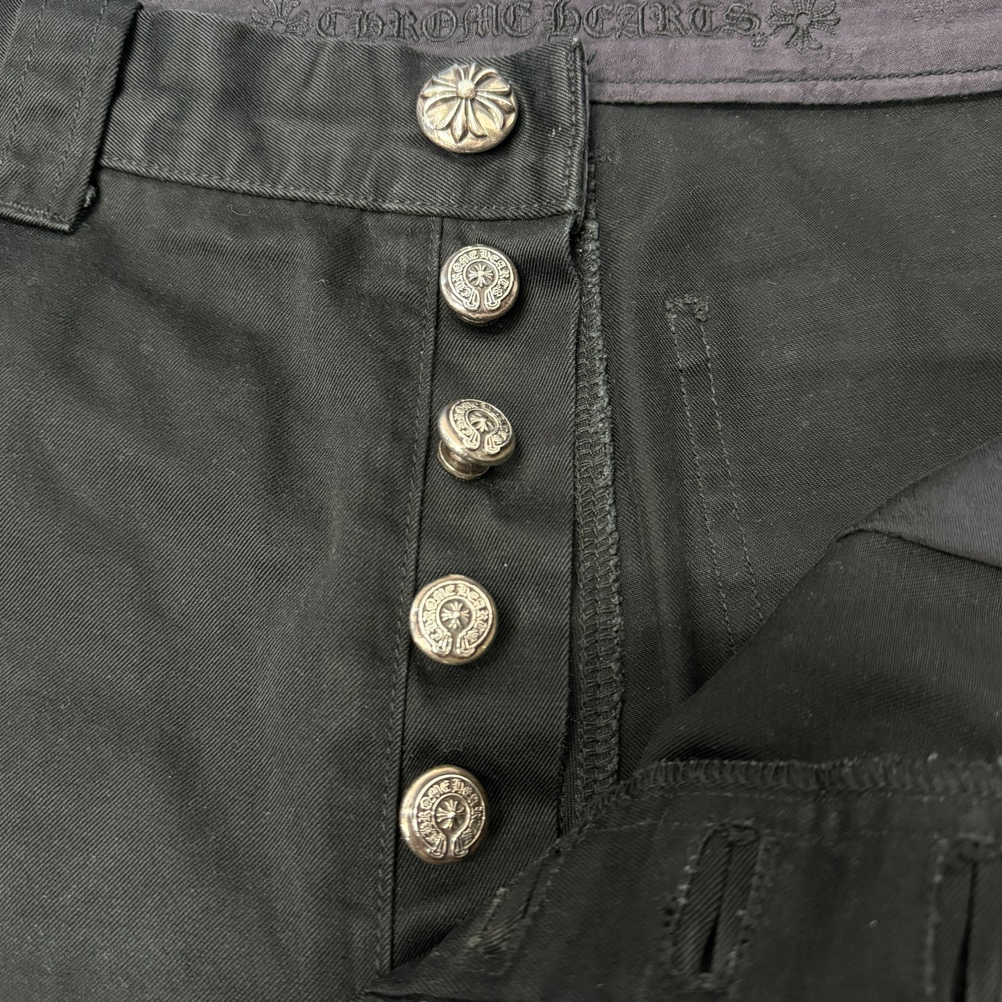 CHROME HEARTS Black Silver 925 Double Work Pants Size 32