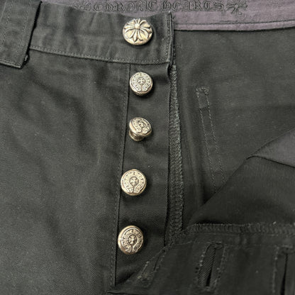 CHROME HEARTS Black Silver 925 Double Work Pants Size 32