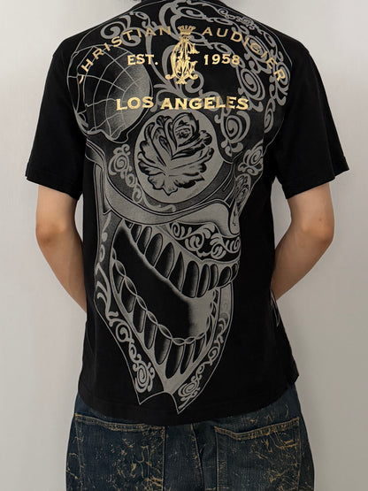 Christian Audigier Black Sequin T-Shirt Size M