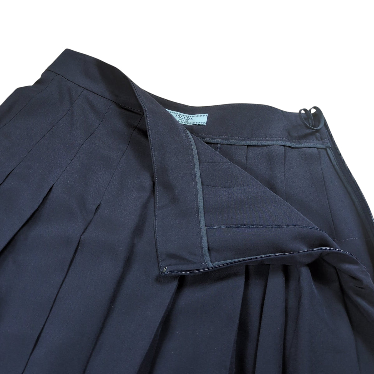 PRADA Silk Pleats Skirt Navy Size 38
