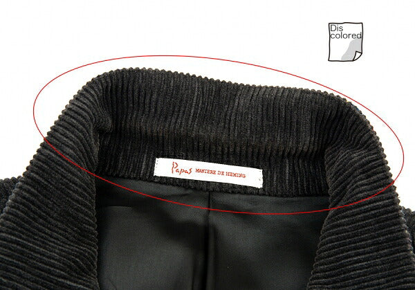 Papas Leather Buttonhole Corduroy Jacket Black Size L