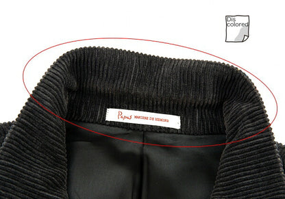Papas Leather Buttonhole Corduroy Jacket Black Size L