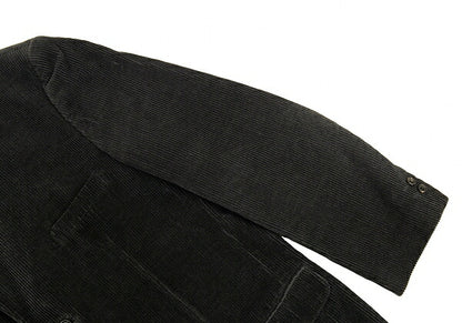 Papas Leather Buttonhole Corduroy Jacket Black Size L
