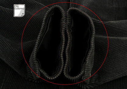 Papas Leather Buttonhole Corduroy Jacket Black Size L