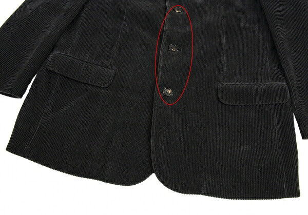 Papas Leather Buttonhole Corduroy Jacket Black Size L