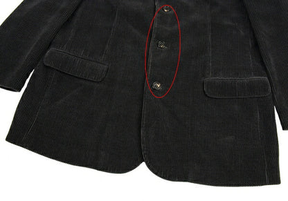 Papas Leather Buttonhole Corduroy Jacket Black Size L