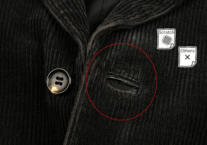 Papas Leather Buttonhole Corduroy Jacket Black Size L