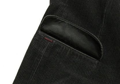 Papas Leather Buttonhole Corduroy Jacket Black Size L