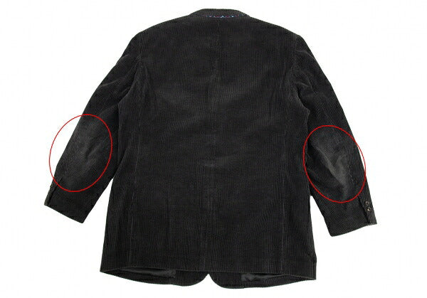 Papas Leather Buttonhole Corduroy Jacket Black Size L